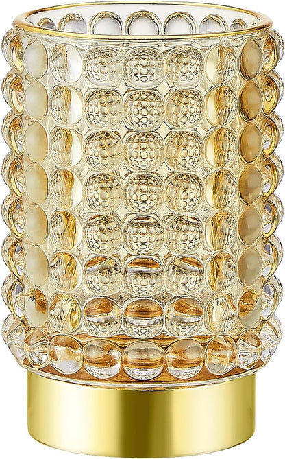 Makeup Brush Holder Organizer,Toothbrush Holders,Desk Pen Pencil Holder,Multifunctional Vintage Glass Brush Cup(A38-3-US/Gold/L)