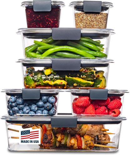 Rubbermaid Brilliance Food Storage Containers BPA Free Airtight Lids Ideal for Lunch Meal Prep & Leftovers Rubbermaid Brilliance Food Storage Containers BPA Free Airtight Lids Ideal for Lunch Meal Prep & Leftovers Set