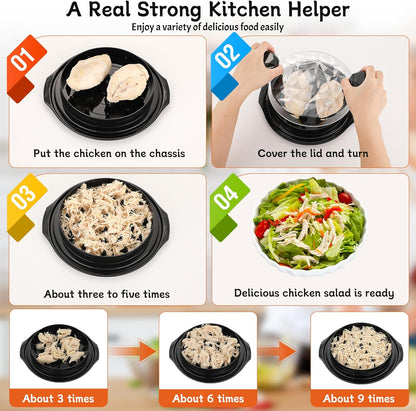 Chicken Shredder Tool Twist Large with Brush, 10" Pro Visible Kitchen Meat Shredder Grinder Machine, Strong Anti-Slip Base, Ergonomic Handle, BPA Free, Suitable for Steak Pork Chicken Breast