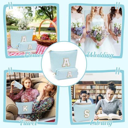 YOOLIFE Initial Makeup Bag for Women - Teen Girl Gifts Trendy Stuff Monogram Cute Makeup Bags Make Up Case for Women Her Best Friend Friendship Sister Teacher, Personalized Birthday Gifts I