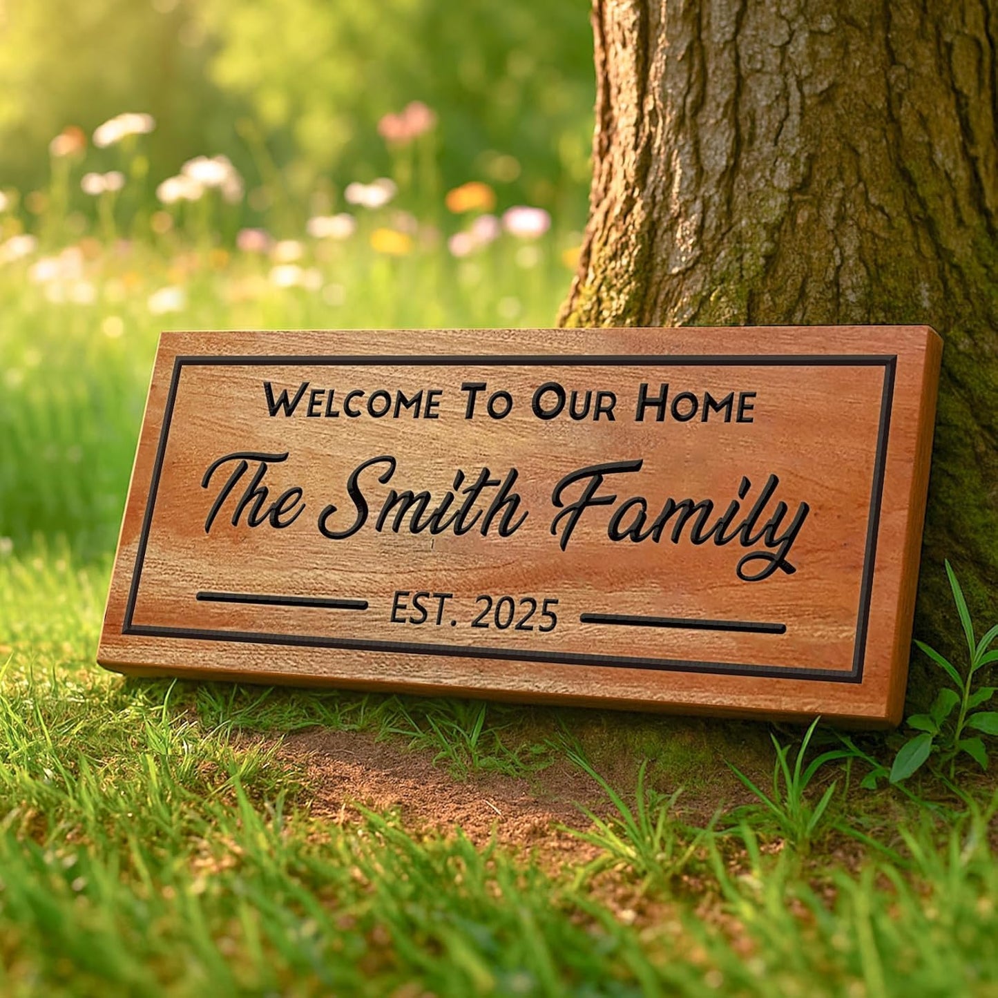 Custom Carved Wood Family Name Sign Personalized Wooden Name Sign Custom Wall Decor for Wedding, Anniversary, Housewarming, New Home Gift, Last Name Cabin Sign