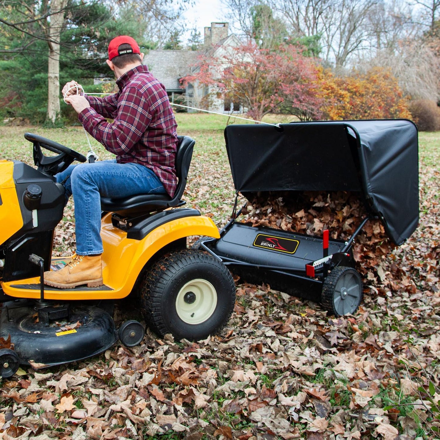 Brinly 42" Tow-Behind Lawn Sweeper in Hammered Finish with High-Velocity Brushes