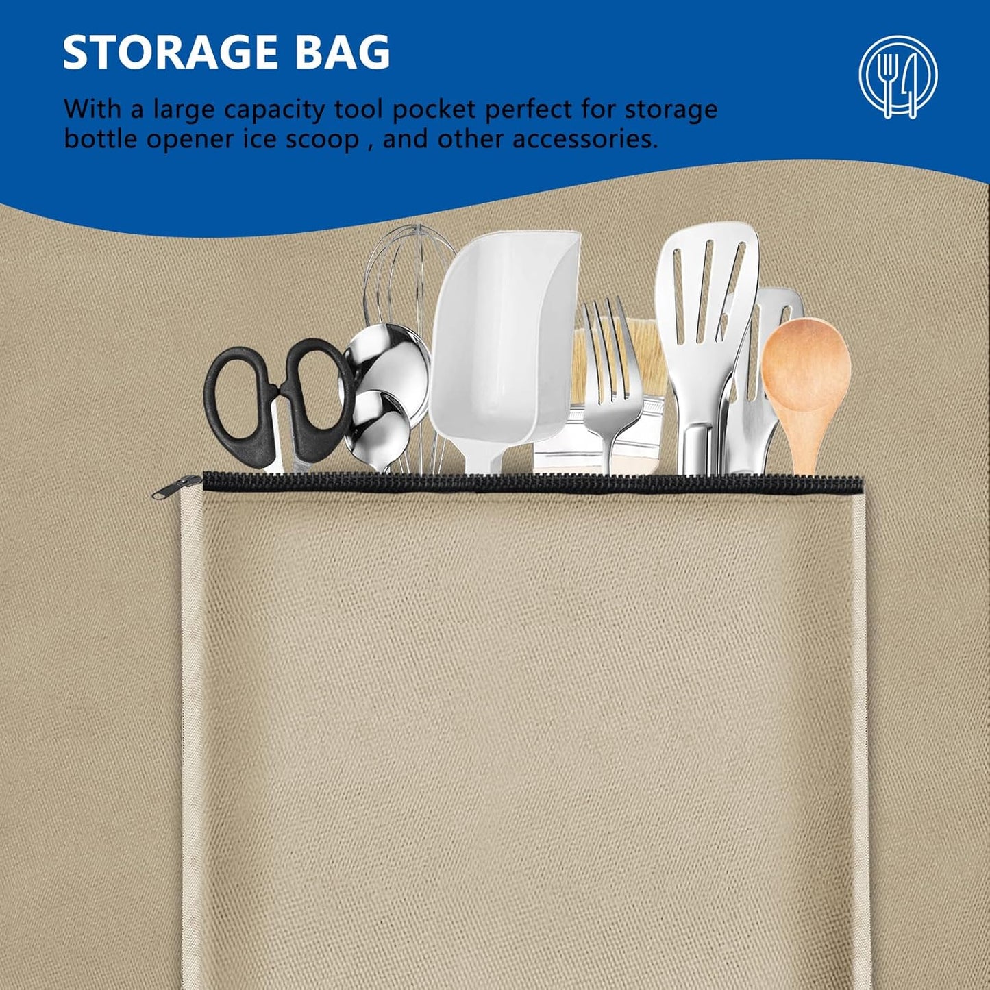 SIRUITON Outdoor Bar Cart Cover for 52 Inch BBQ Food Prep Table, Heavy Duty 600D Oxford Fabric Outdoor Dining Cart/BBQ/Worktable Metal Movable Table Waterproof Cover