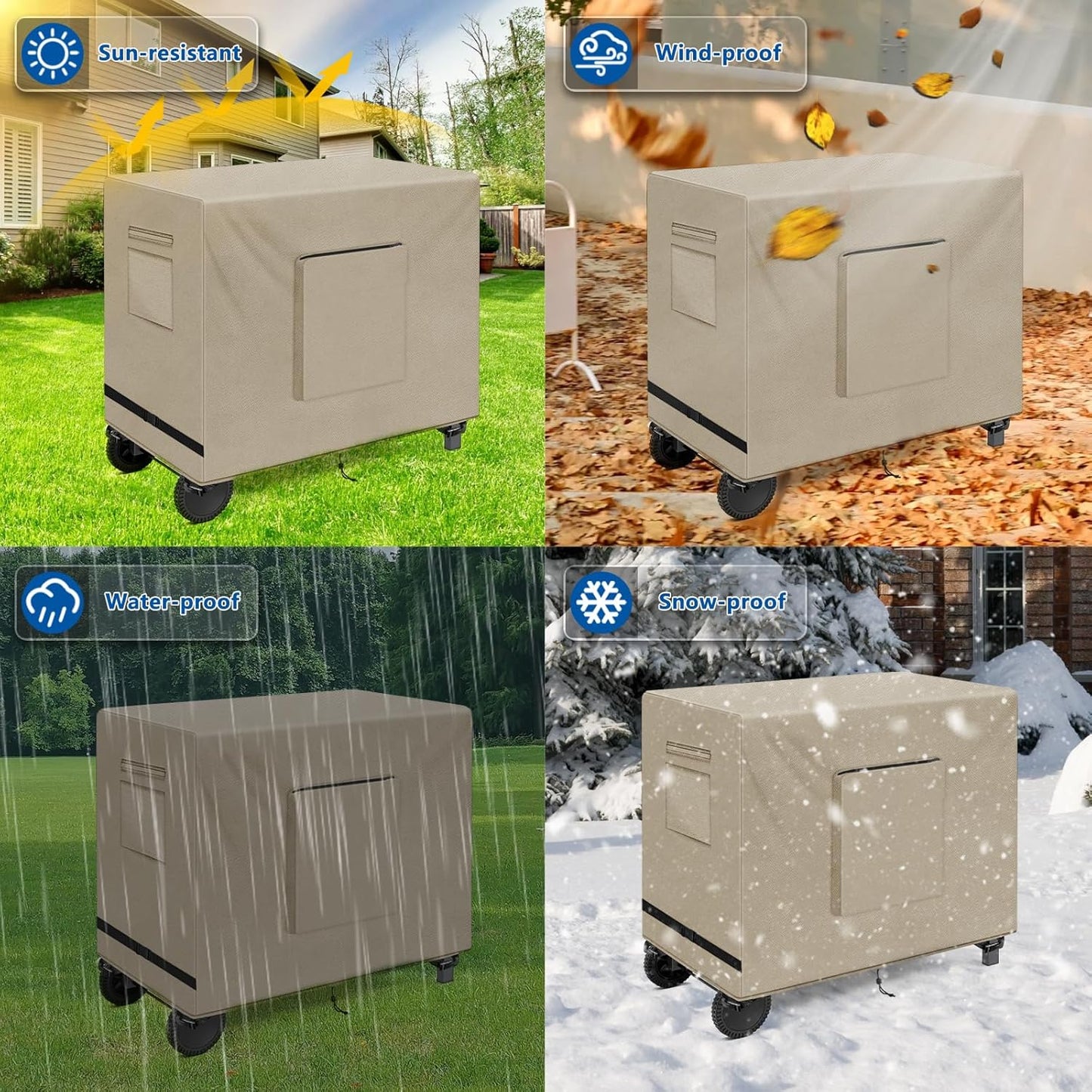 SIRUITON Outdoor Bar Cart Cover for 52 Inch BBQ Food Prep Table, Heavy Duty 600D Oxford Fabric Outdoor Dining Cart/BBQ/Worktable Metal Movable Table Waterproof Cover