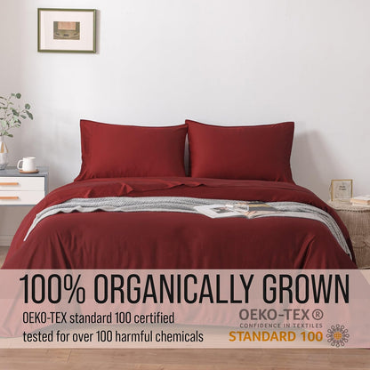 Bella Coterie Luxury Bamboo Viscose Cal King Size Sheet Set | 100% Organically Grown | Ultra Soft | Cooling for Hot Sleepers | 18" Deep Pocket [Merlot]