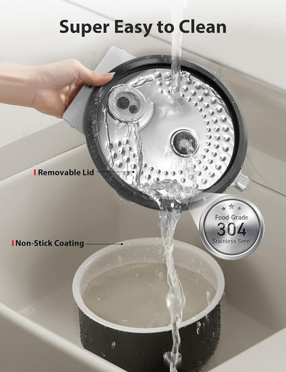 TOSHIBA Umami Smart Rice Cooker 10-Cup Uncooked, Fuzzy Logic, 15-in-1 Functions, Digital Display, Delay Timer, Keep Warm, Nonstick Inner Pot, White