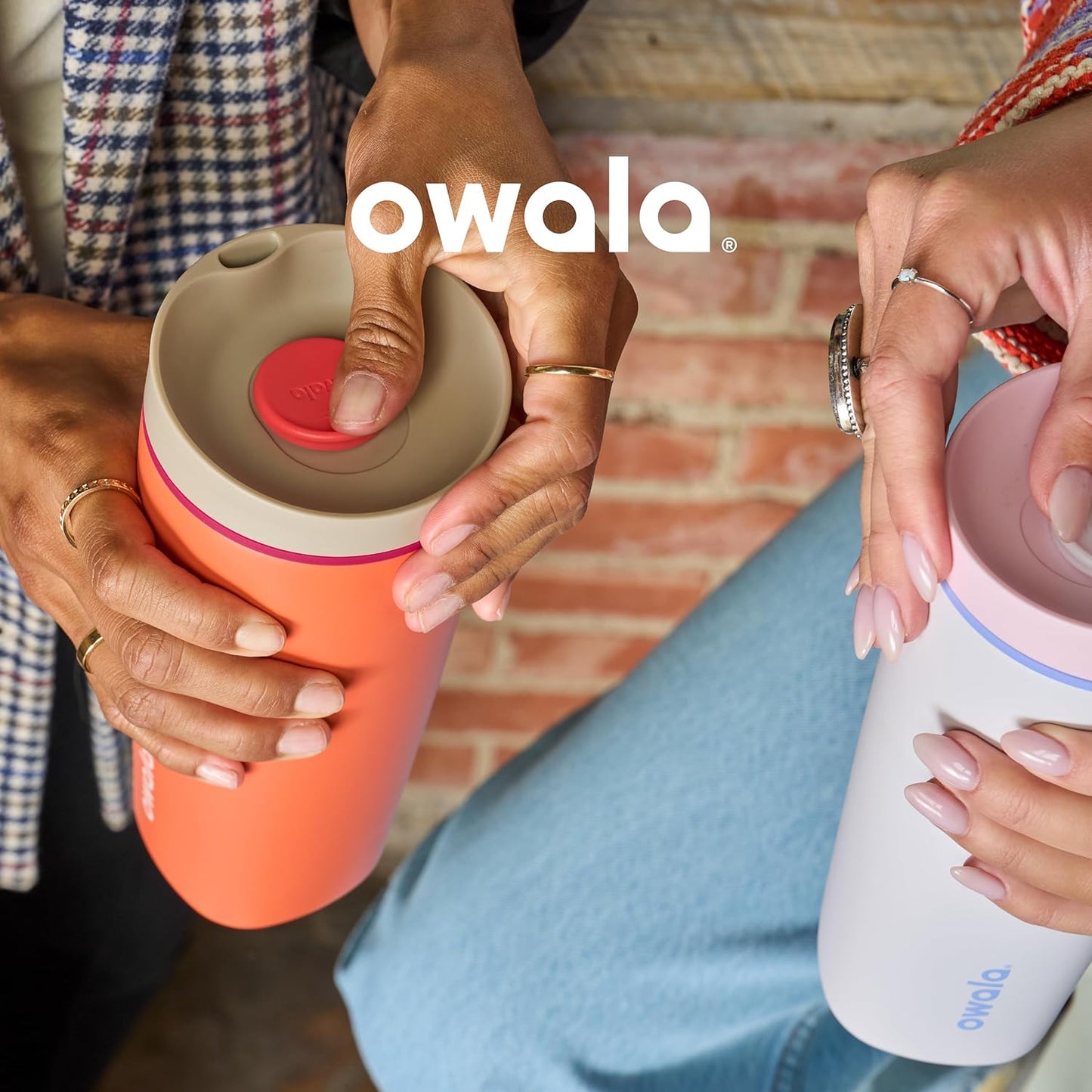 Owala SmoothSip Slider Insulated Stainless Steel Coffee Tumbler, Reusable Iced Coffee Cup, Hot Coffee Travel Mug, BPA Free 12 Oz