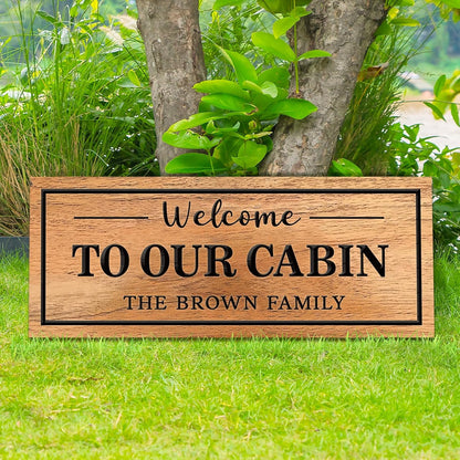 Personalized Carved Cabin Wood Sign Custom Family Name Sign Wood Wall Decor Custom Wood Name Sign Anniversary Housewarming Gift