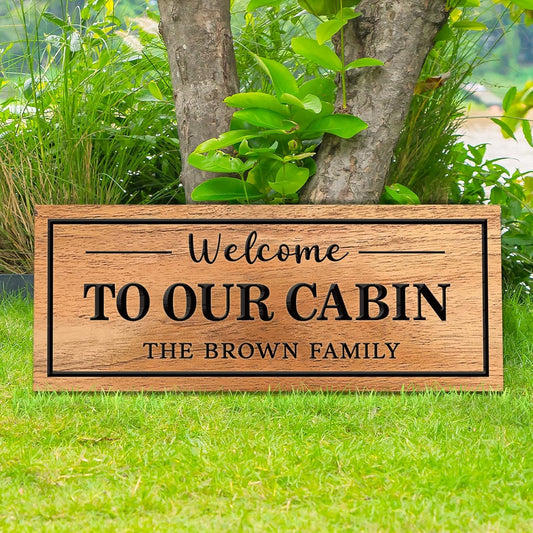 Personalized Carved Cabin Wood Sign Custom Family Name Sign Wood Wall Decor Custom Wood Name Sign Anniversary Housewarming Gift