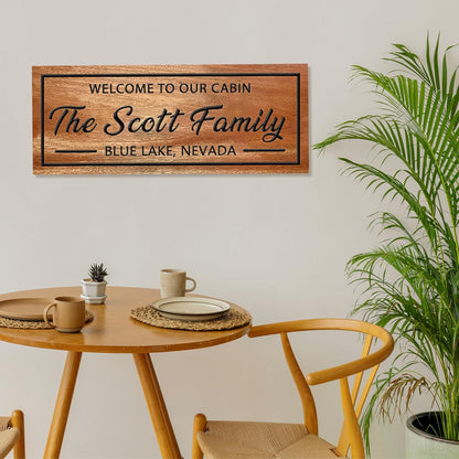Personalized Carved Cabin Wood Sign Custom Family Name Sign Wooden Wall Decor Cabin Welcome Sign Anniversary Wedding Housewarming Gift