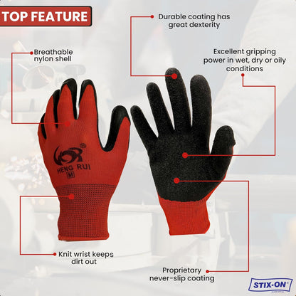 10 OR 20 Pairs Work Gloves–Heavy Duty Rubber Coated Safety Work Gloves–Multipurpose Gloves