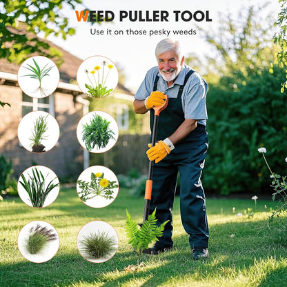 4-Claw Weed Puller Tool, 42" Stand Up Gardening Hand Weeding Tool, Upgraded Iron Claw Garden Weeder with D-Handle, Root Weeder Tool with Weed-Eject Design - Standing up Mowing is Easier