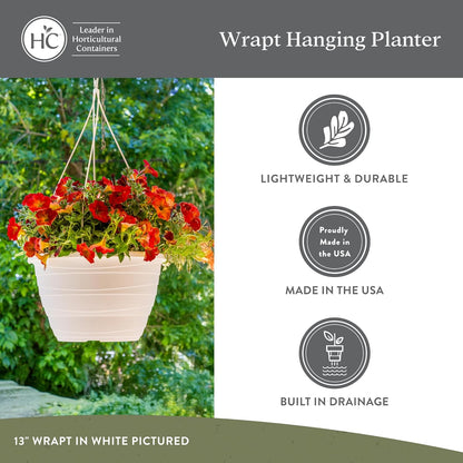 The HC Companies Wrapt Hanging Planters - Lightweight Plant Pot Hanger for Hanging Plants, Vegetables & Herbs - Outdoor & Indoor Hanging Basket for Plants (13" Black, Pack of 2)