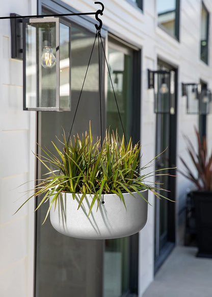 Veradek Mason Series Hanging Kona Planter - Round Planter for Outdoor Balcony/Patio | Made from Plastic-Stone Composite with Hanging Attachment | Modern Décor for, Flowers, Succulents, Small Plants