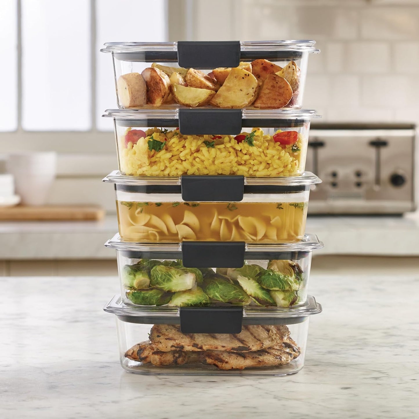 Rubbermaid Brilliance Food Storage Containers BPA Free Airtight Lids Ideal for Lunch Meal Prep & Leftovers Rubbermaid Brilliance Food Storage Containers BPA Free Airtight Lids Ideal for Lunch Meal Prep & Leftovers Set