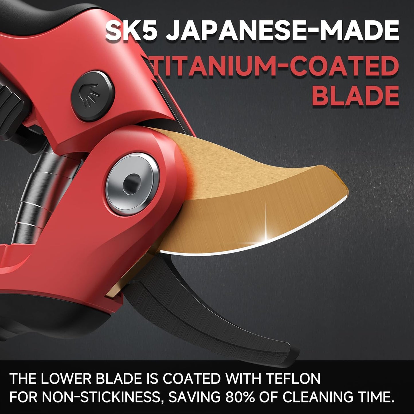 FLORA GUARD Professional Pruning Shears, SK5 Teflon-Coated Blades, Precision Garden Scissors with Non-Slip Handle, Lightweight Hand Pruner for Roses, Vines, and Shrubs