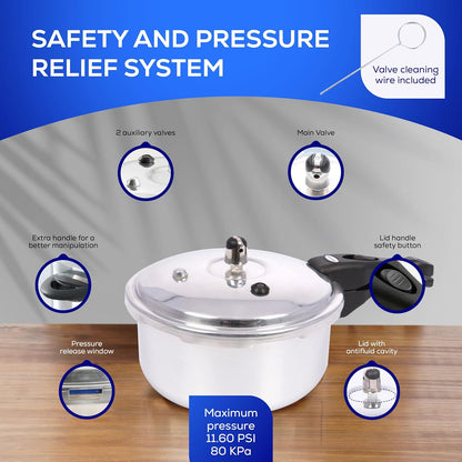 Universal (3.7 Quart / 3.5 Liter) Small Anti-Rust Ultra Pressure Cooker, Aluminum Pressure Cooker for 4 Servings, Even Heat Distribution, Diameter 9.4 inches, Height 7 inches