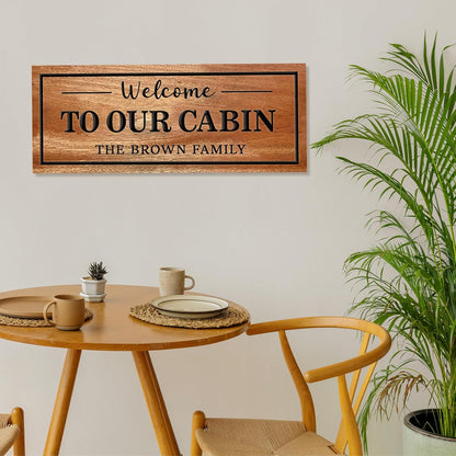 Personalized Carved Cabin Wood Sign Custom Family Name Sign Wood Wall Decor Custom Wood Name Sign Anniversary Housewarming Gift