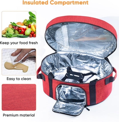 Insulated Slow Cooker Carrying Bag for 6-8 Quart CrockPot and Hamilton Beach Slow Cooker with See-thought Window, Portable Carrier Case with Adjustable Band and Accessory Pocket