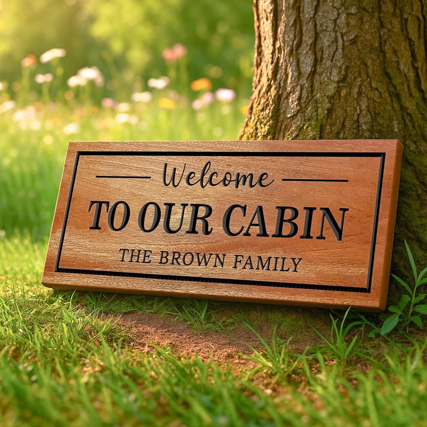 Personalized Carved Cabin Wood Sign Custom Family Name Sign Wood Wall Decor Custom Wood Name Sign Anniversary Housewarming Gift