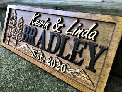 Custom Cabin Sign | Personalized Wood Sign | Cabin & Mountain Decor | Man Cave & Lake House Decor | Rustic 3D Cottage Sign | Family Name Sign