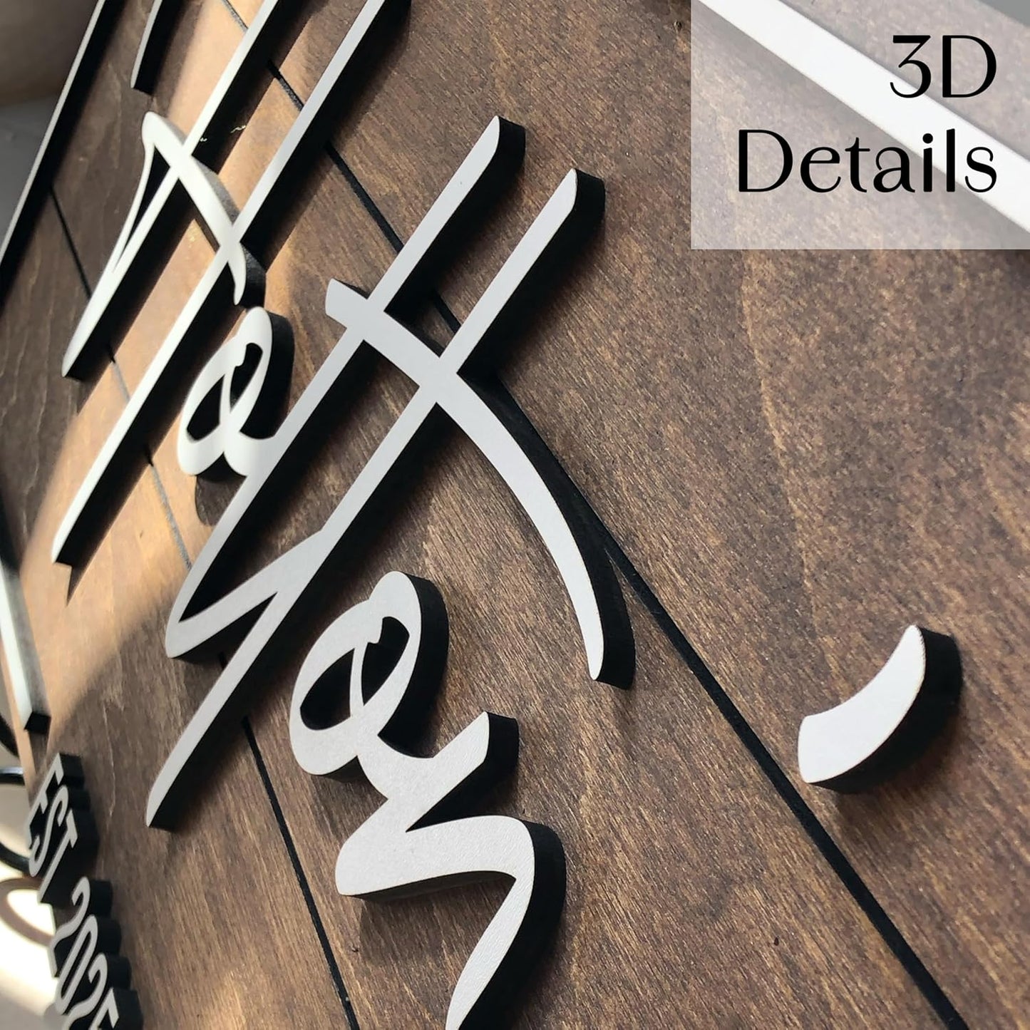 Personalized Custom Wood Name Sign for Home, Office, Nursery, Wedding, Baby Shower (Art Deco, Walnut, Large)