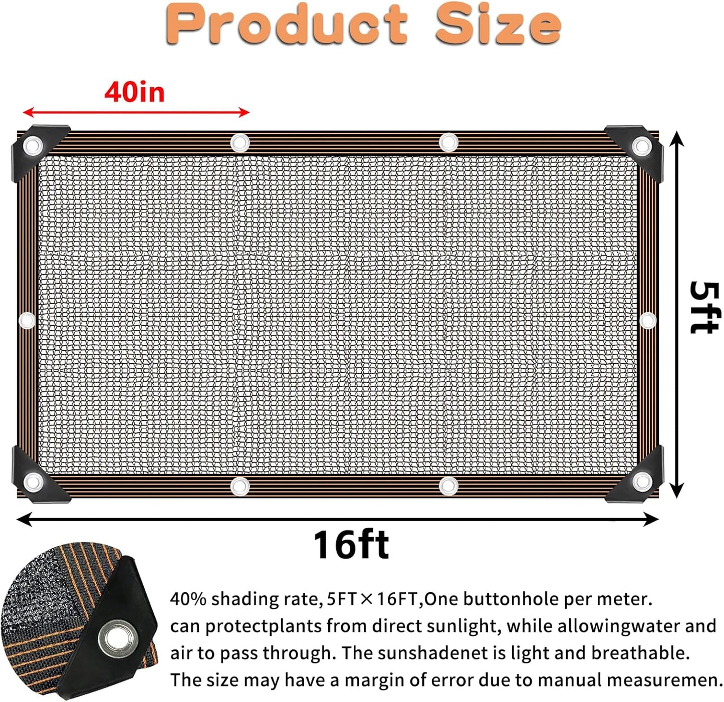 Shade Cloth for Plants Greenhouse, 40-50% Sunblock Shade Sails -for Outdoor Garden Pergola Patio Lawn Plant Pool Sun Shade Cloths for Kennel Chicken Coop Easier to Hang Shade Net Cover