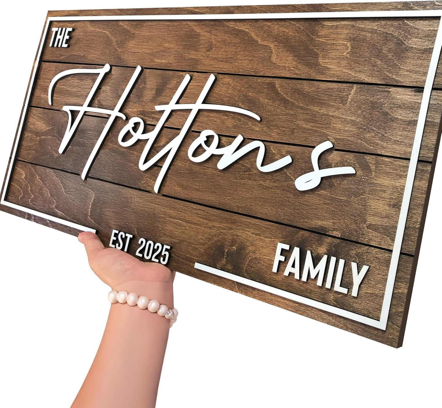 Personalized Custom Wood Name Sign for Home, Office, Nursery, Wedding, Baby Shower (Art Deco, Walnut, Large)