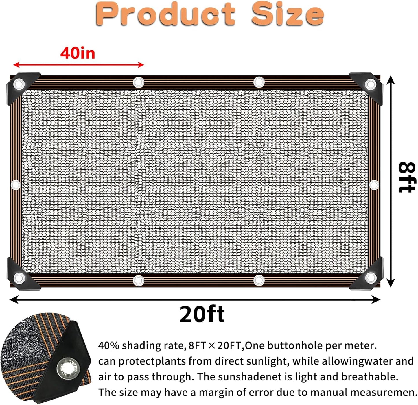 Shade Cloth for Plants Greenhouse, 40-50% Sunblock Shade Sails -for Outdoor Garden Pergola Patio Lawn Plant Pool Sun Shade Cloths for Kennel Chicken Coop Easier to Hang Shade Net Cover
