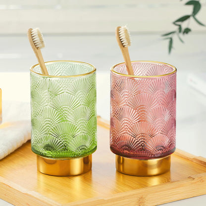 Makeup Brush Holder Organizer,Toothbrush Holders,Desk Pen Pencil Holder,Multifunctional Vintage Glass Brush Cup（A41-4-US）
