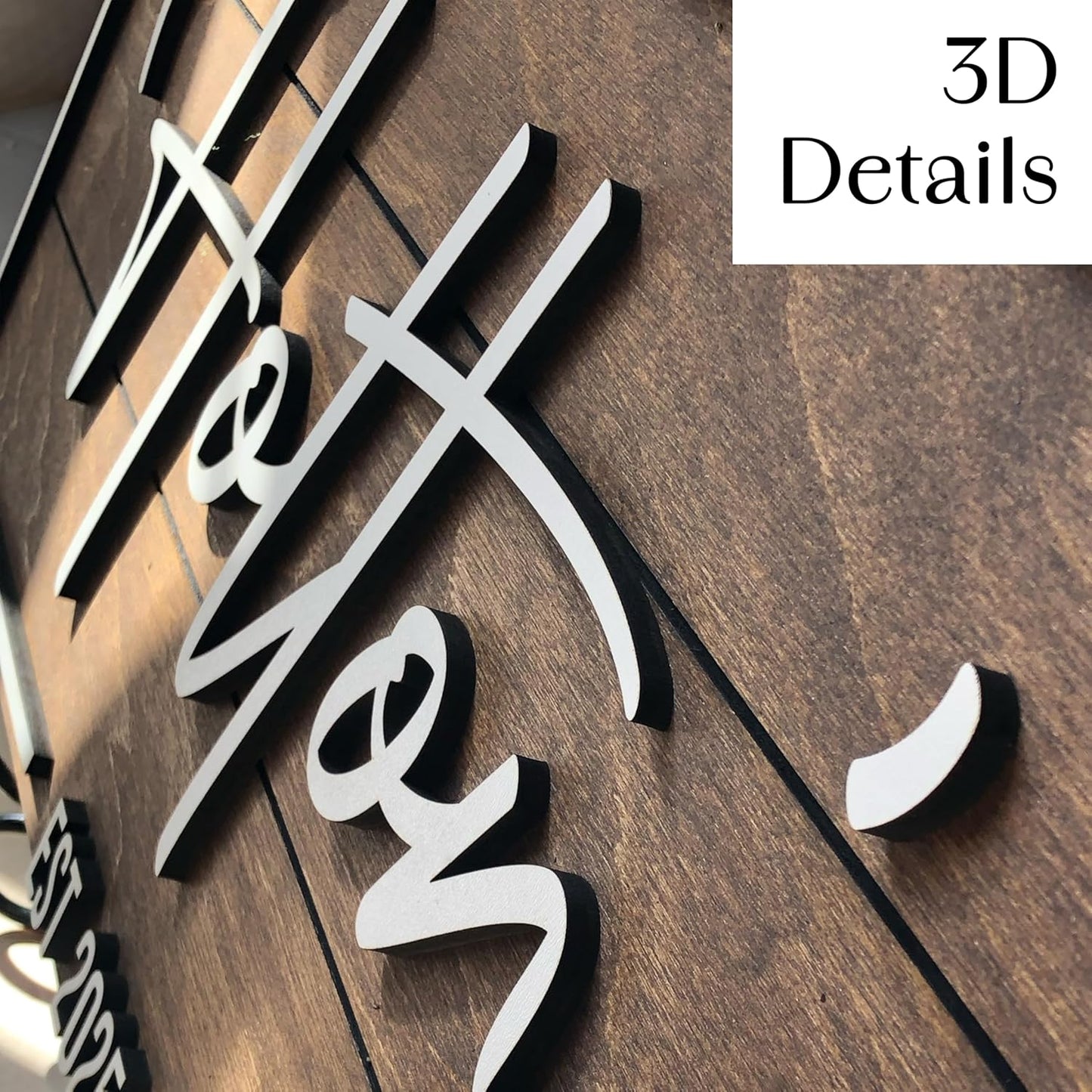 Personalized Family Name Sign - Custom Art Deco Last Name Wood Wall Decor Plaque, Rustic Farmhouse Style Wedding Gift, Housewarming Gift, Custom Wooden Wall Hanging with Established Date, Large Wall Art for Living Room or Entryway