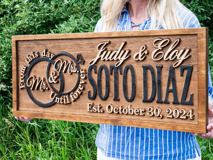 Mr and Mrs Sign | Wood Wedding Gift | Wooden Bridal Shower Gift | Custom Engagement Sign | Established Marriage Decor | Personalized Couple Gift | Last Name Established Sign | Anniversary
