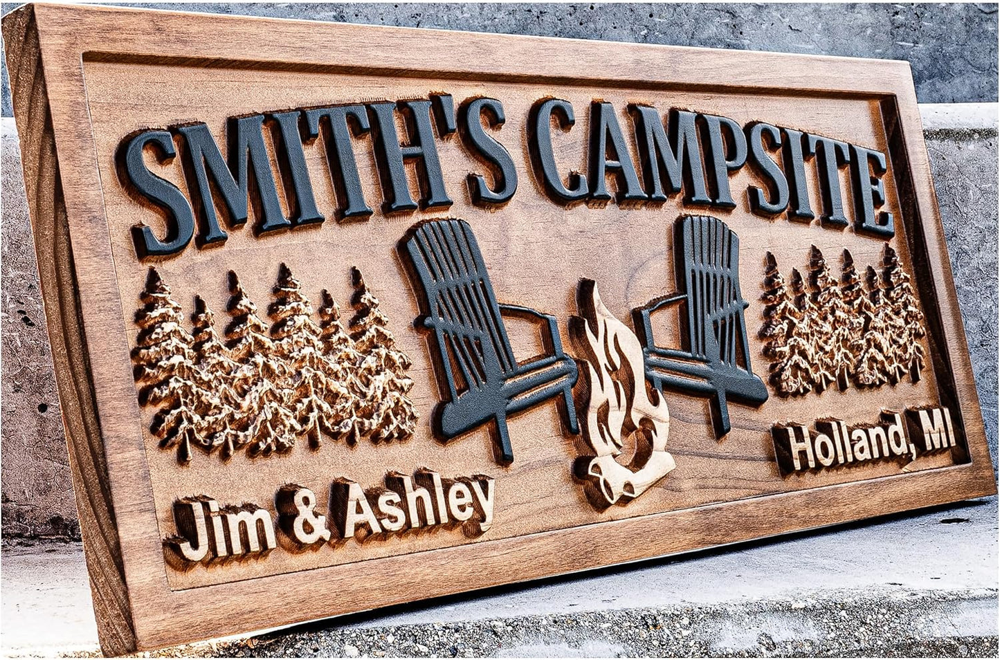 Custom Wood Campfire Sign | Family Name Campsite Sign | Last Name Sign | Personalized Camping Gifts | Fire Pit Sign Cabin Decor Camper Decor