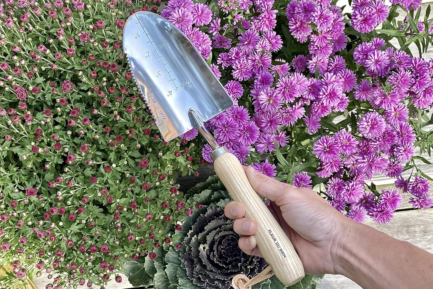 6 Piece Stainless Steel Heavy Duty Garden Tools Set, with Ash Wood Handle and Non-Slip Rubber Grip Pruner, Premium Canvas and Leather Storage Tote Bag, Outdoor Hand Tools, Garden Gift