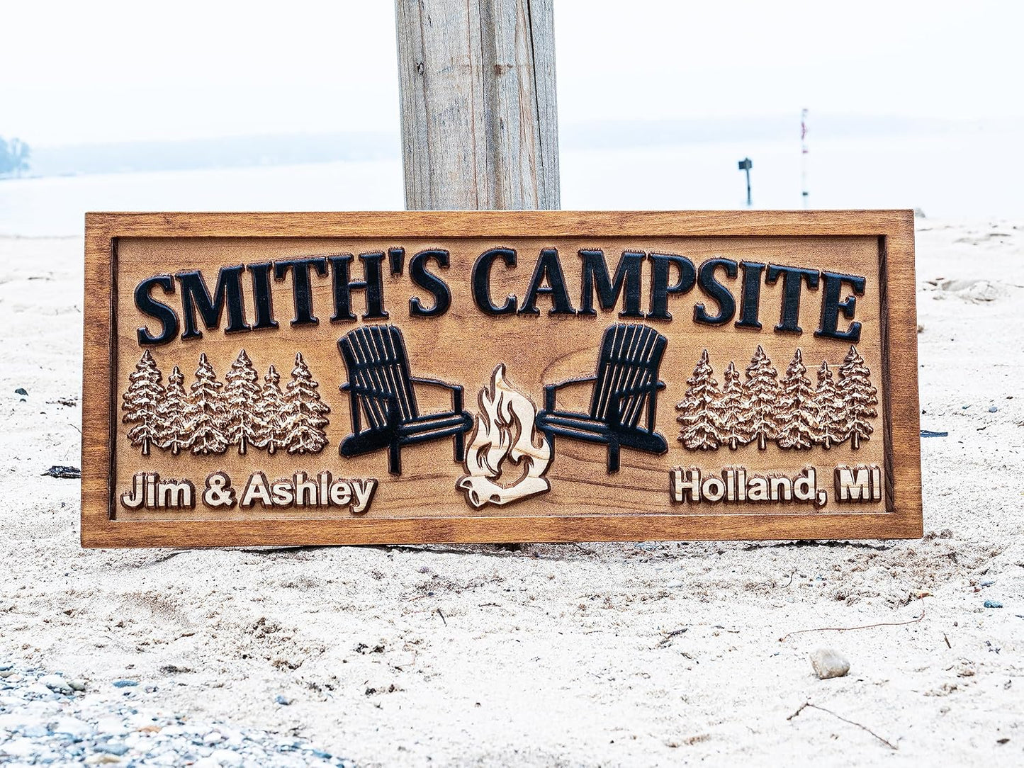 Custom Wood Campfire Sign | Family Name Campsite Sign | Last Name Sign | Personalized Camping Gifts | Fire Pit Sign Cabin Decor Camper Decor