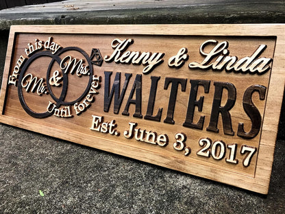 Mr and Mrs Sign | Wood Wedding Gift | Wooden Bridal Shower Gift | Custom Engagement Sign | Established Marriage Decor | Personalized Couple Gift | Last Name Established Sign | Anniversary