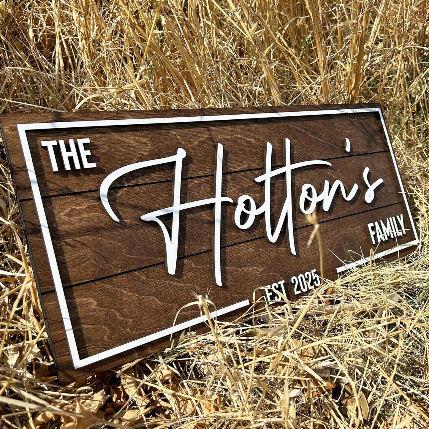 Personalized Custom Wood Name Sign for Home, Office, Nursery, Wedding, Baby Shower (Art Deco, Walnut, Large)